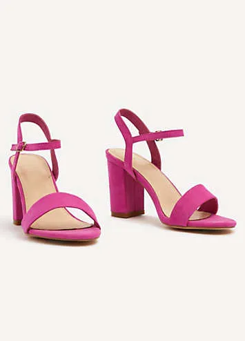 Linzi Skyline Pink Barely There Block Heeled Sandals | Grattan