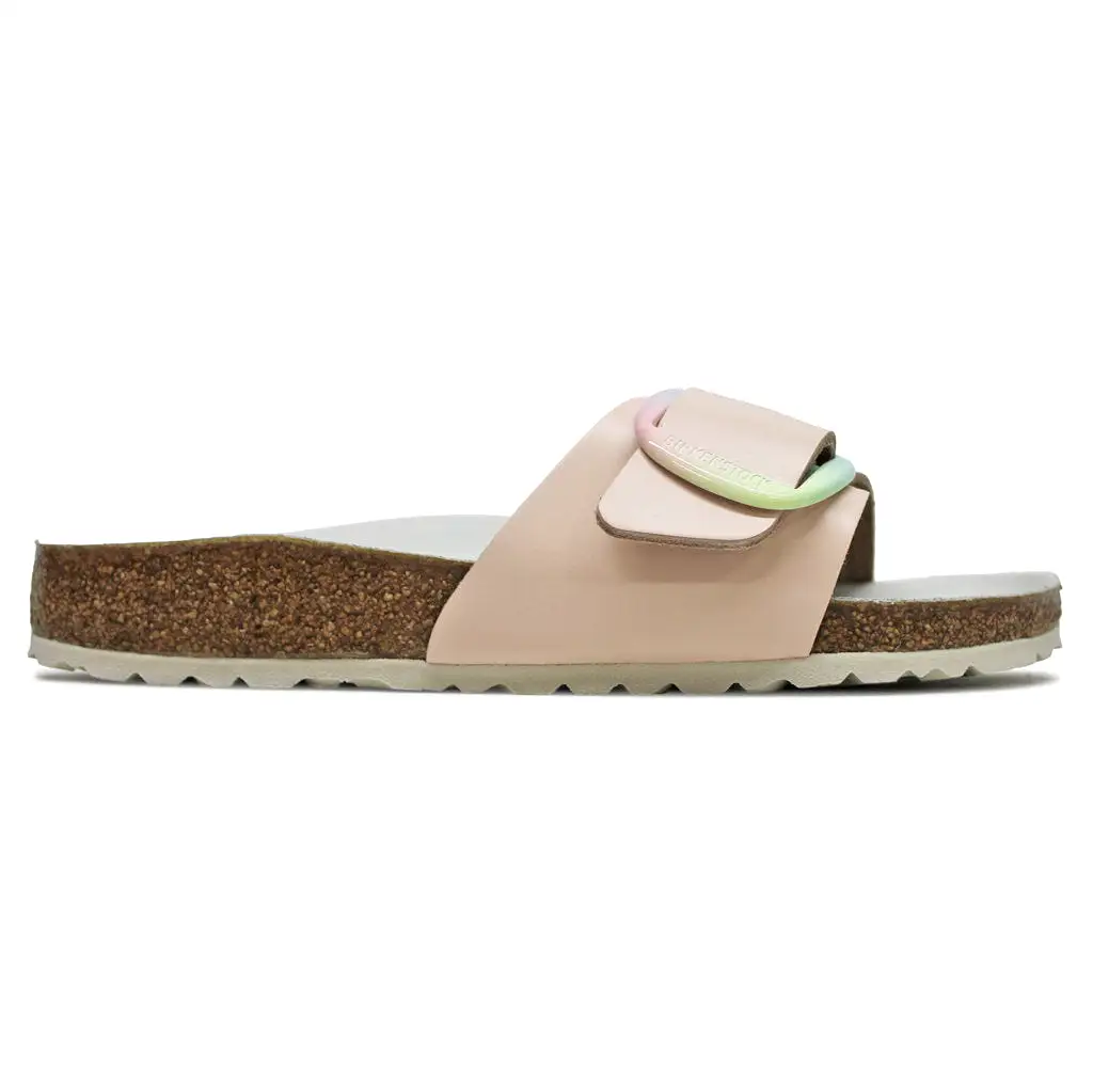 Madrid Big Buckle Natural Leather Unisex Slides Sandals