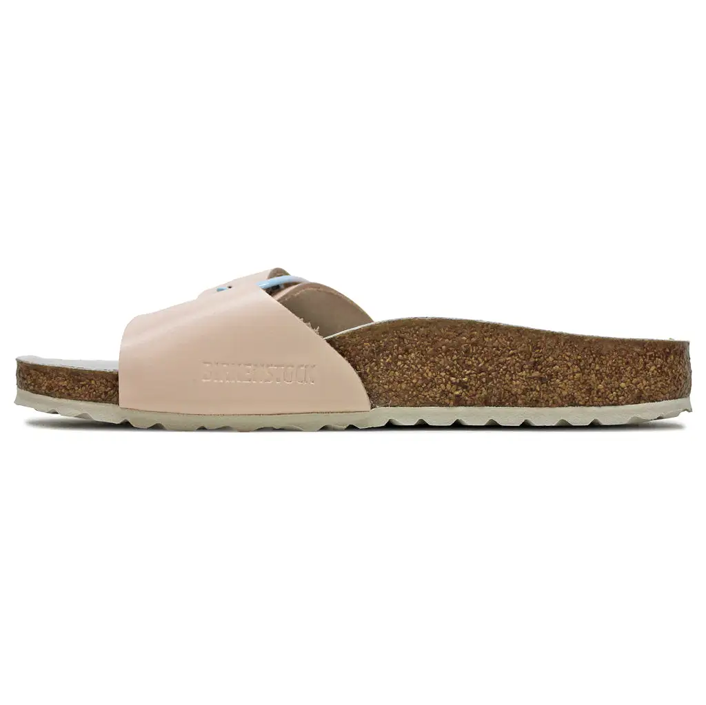 Madrid Big Buckle Natural Leather Unisex Slides Sandals