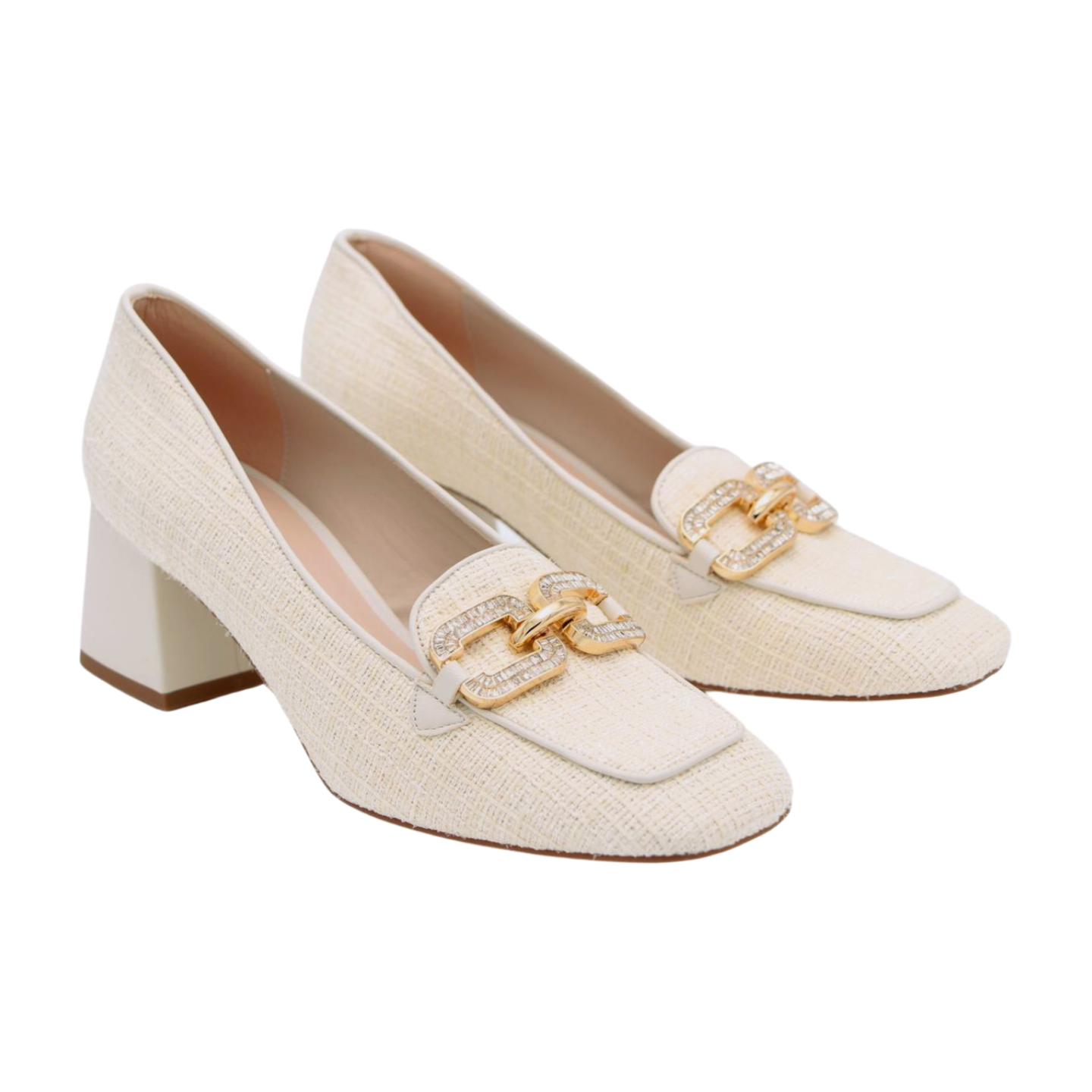 MARIAN Cream Boucle  Print Heeled Loafer 7901