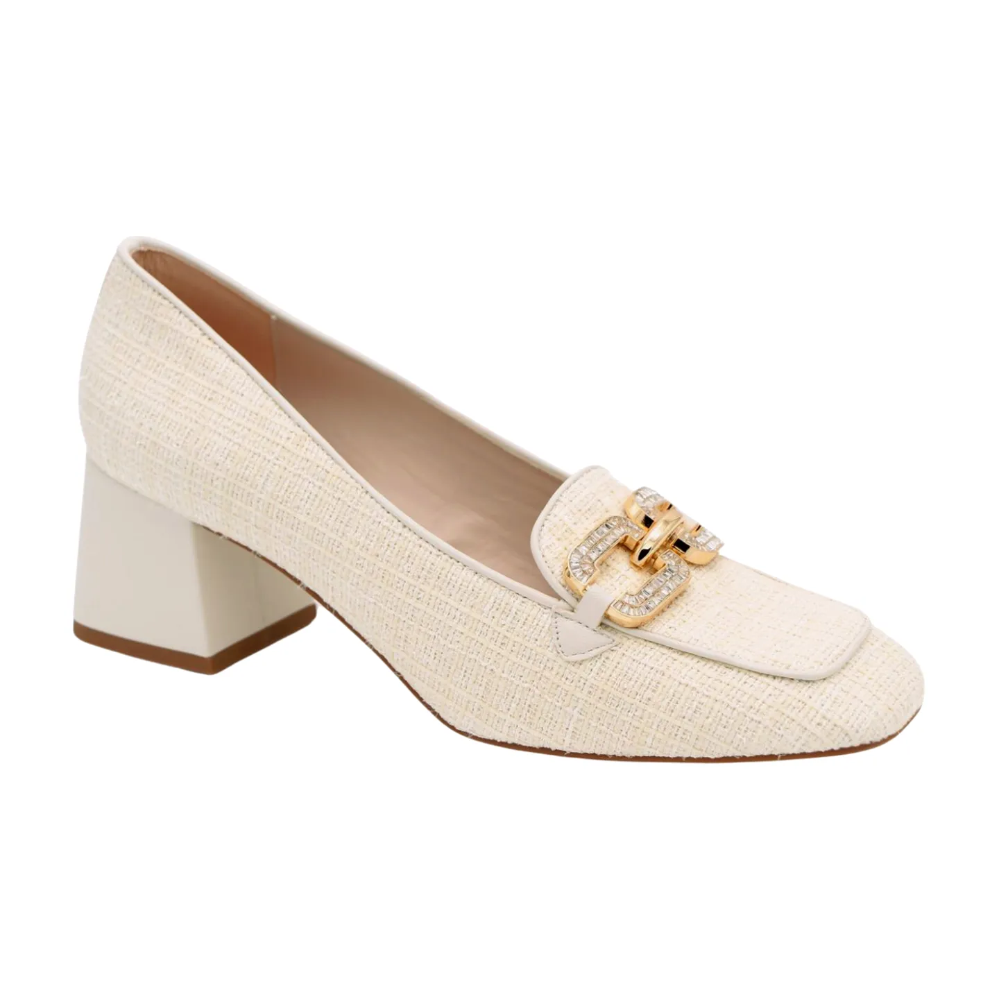 MARIAN Cream Boucle  Print Heeled Loafer 7901