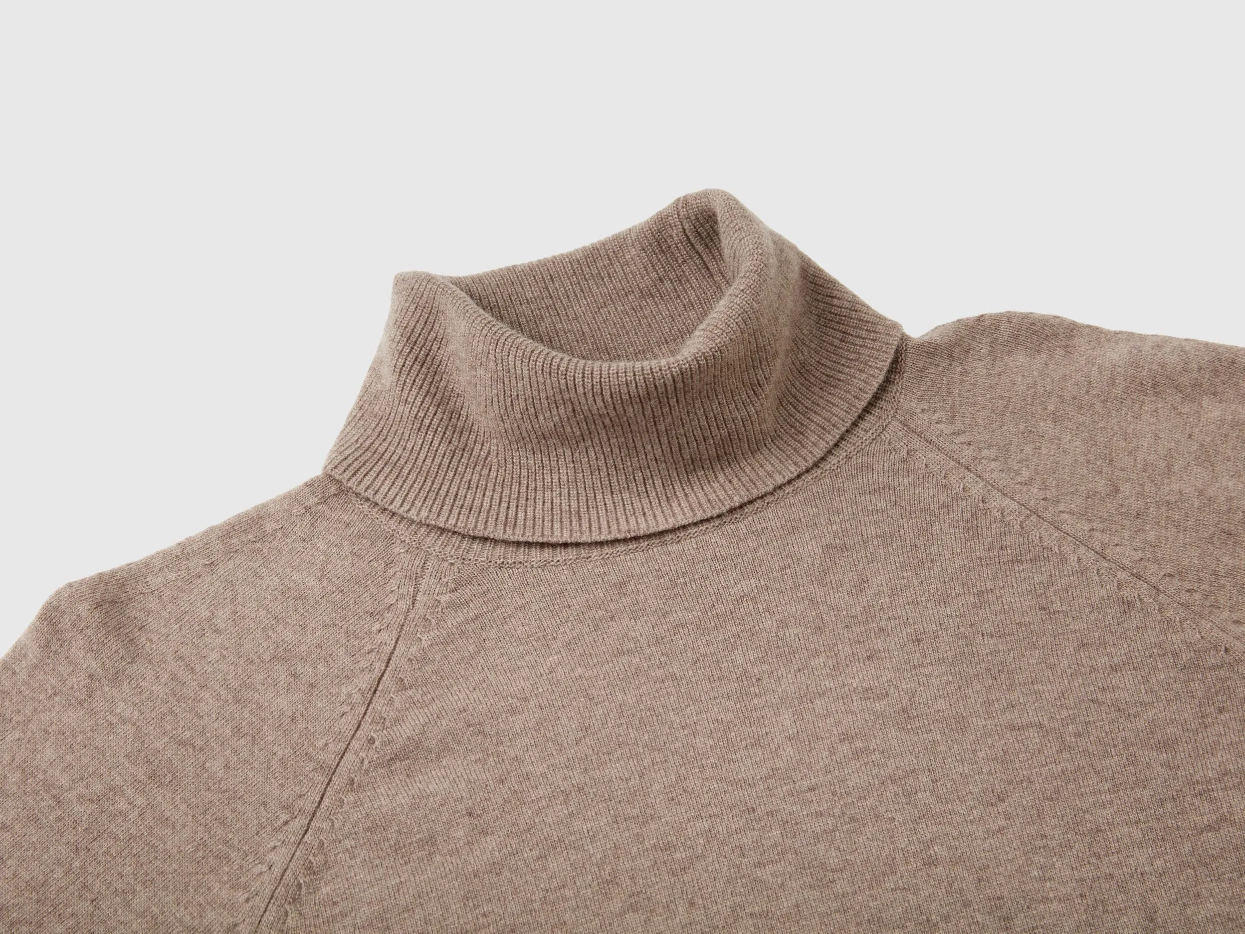 Marl brown turtleneck in wool and cashmere blend - Brown | Benetton