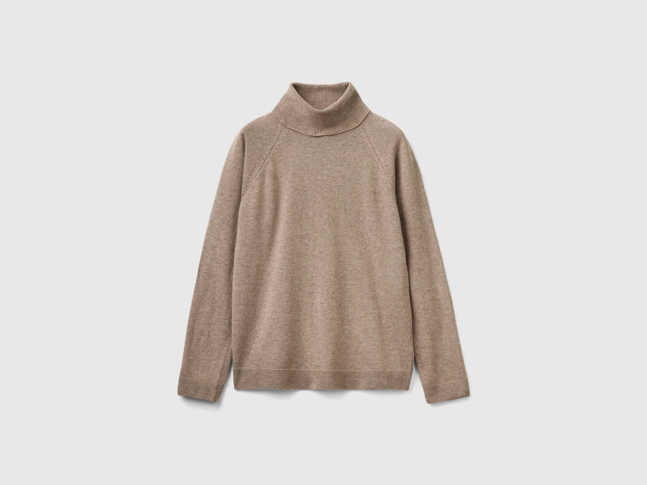 Marl brown turtleneck in wool and cashmere blend - Brown | Benetton