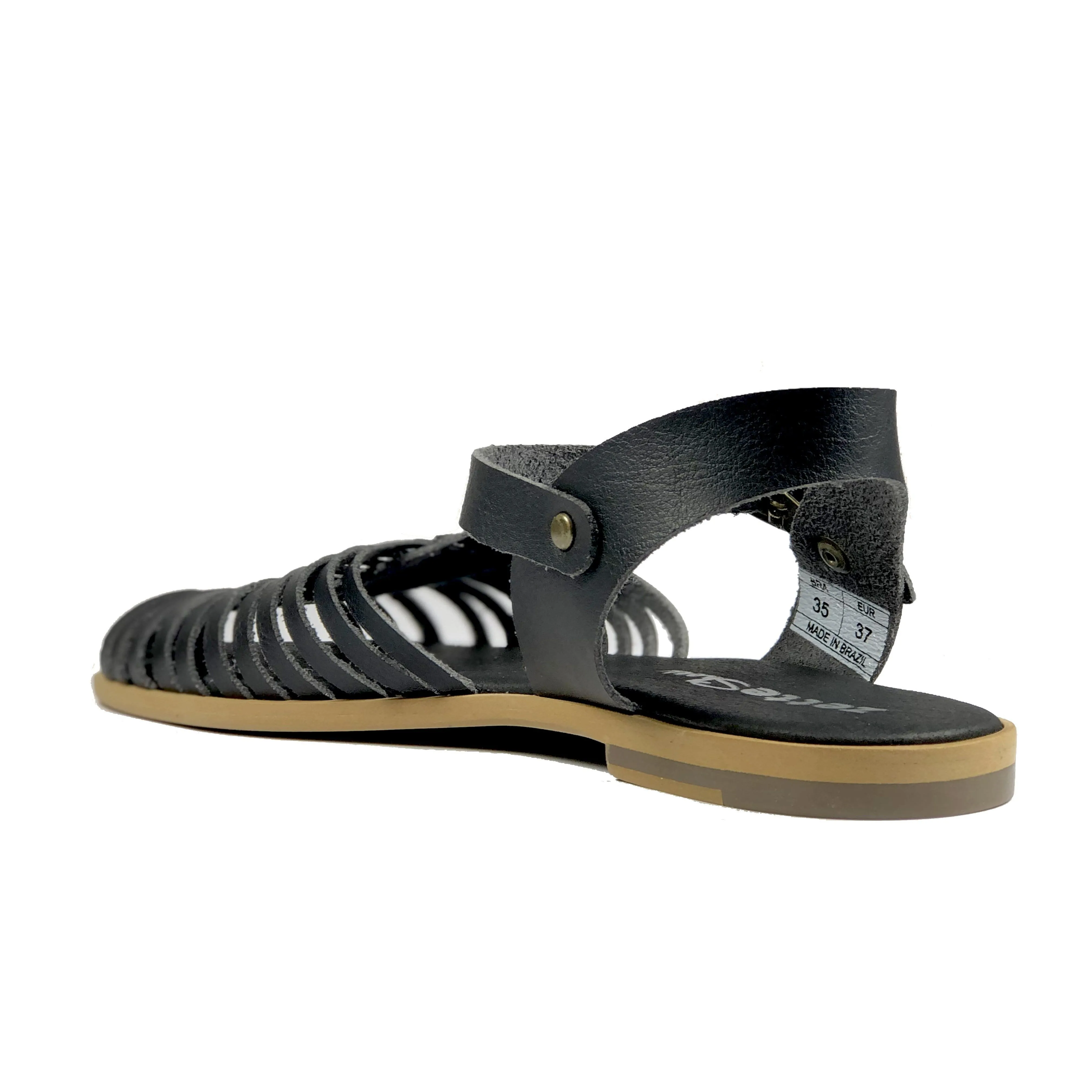 'Maya' flat vegan sandals by Zette Shoes - black