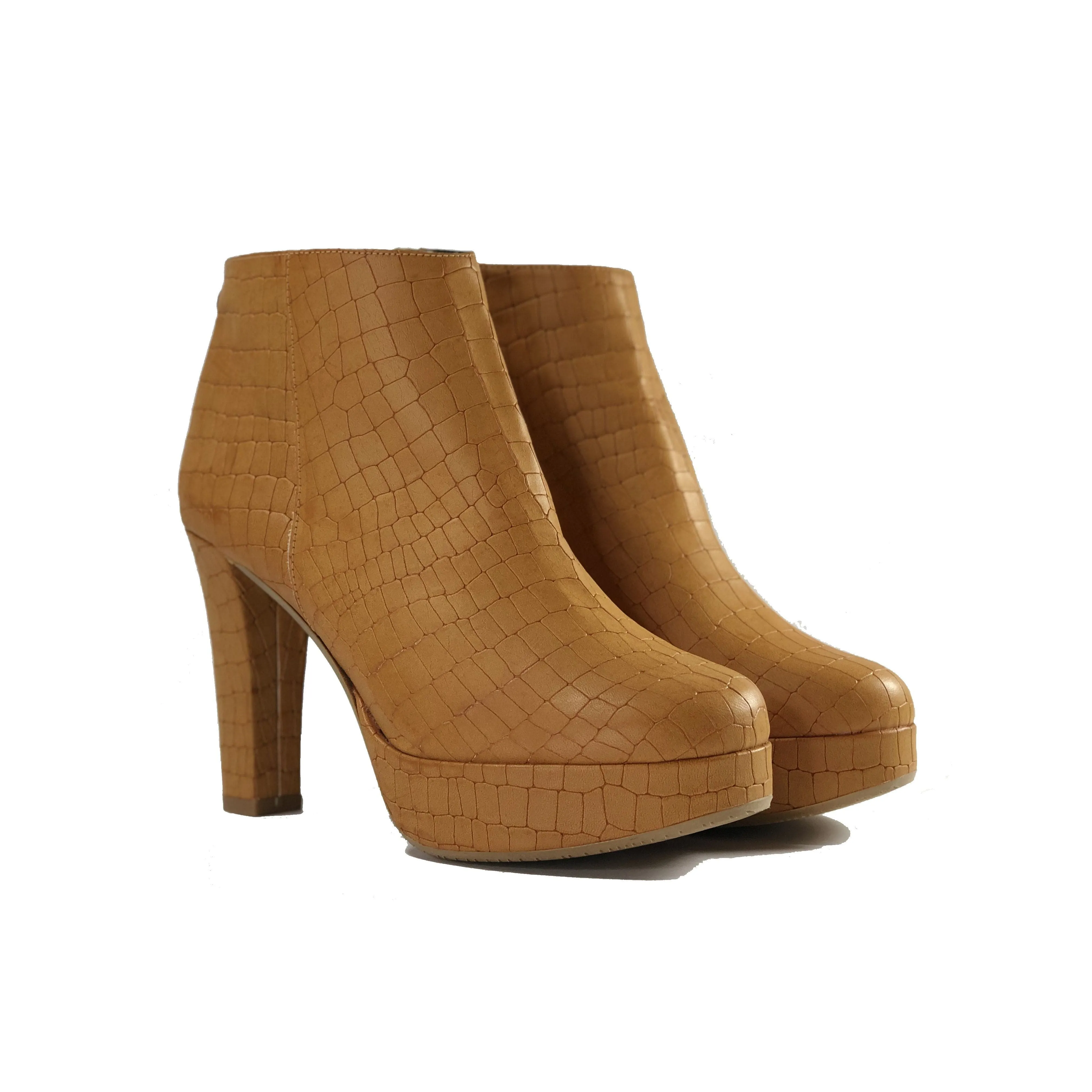 'Melissa' vegan-leather bootie by Zette Shoes - tan croc