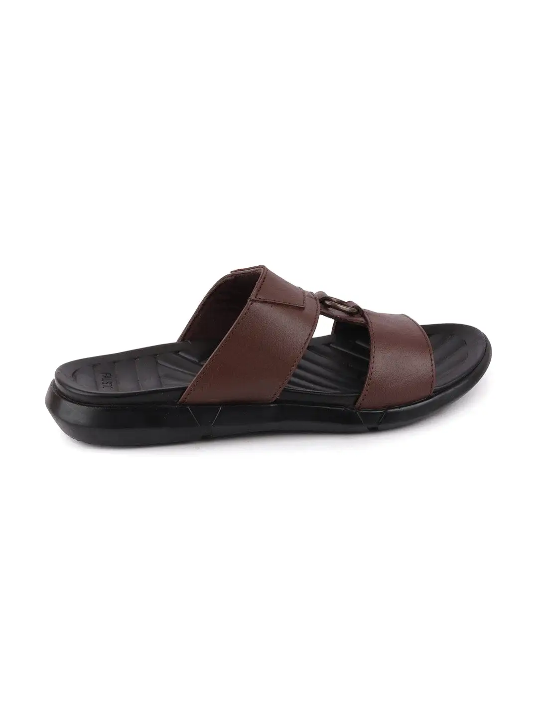 Men Brown Casual Leather Slip-On Dress Slippers