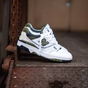 Mens New Balance 550 (White/Olive) - BB550DOB