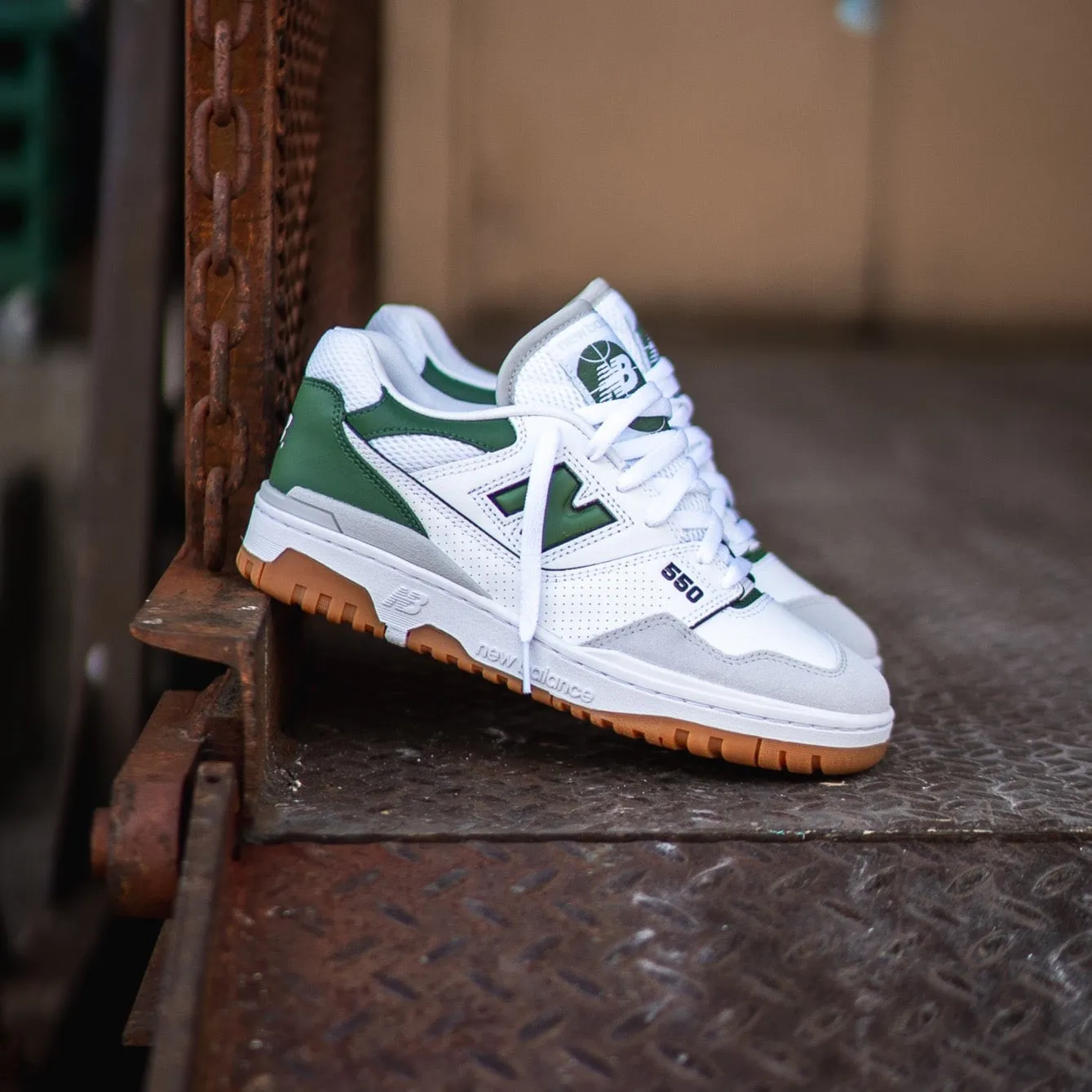 Mens New Balance 550 (White/Pine Green) - BB550ESB