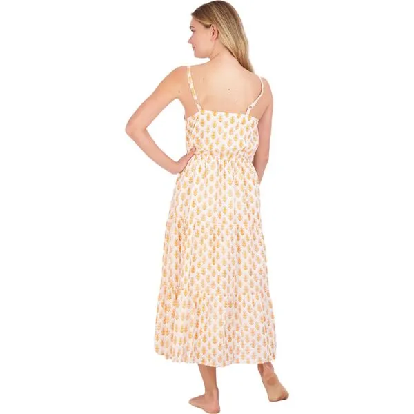 Mer St. Barth Women's EmilieTalelayo Print  Maxi Strappy Sundress, Gold