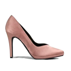 'Mercury' blush satin vegan stiletto by Zette Shoes