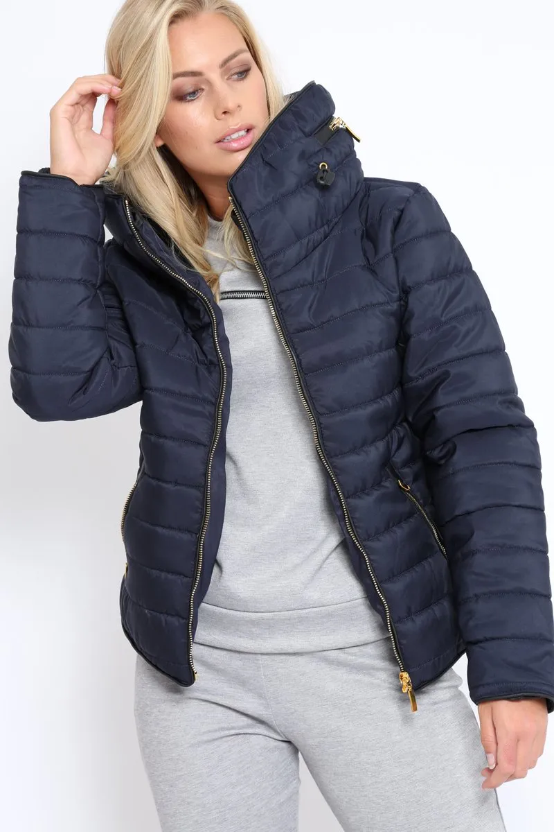 Navy Padded Coat - Zara