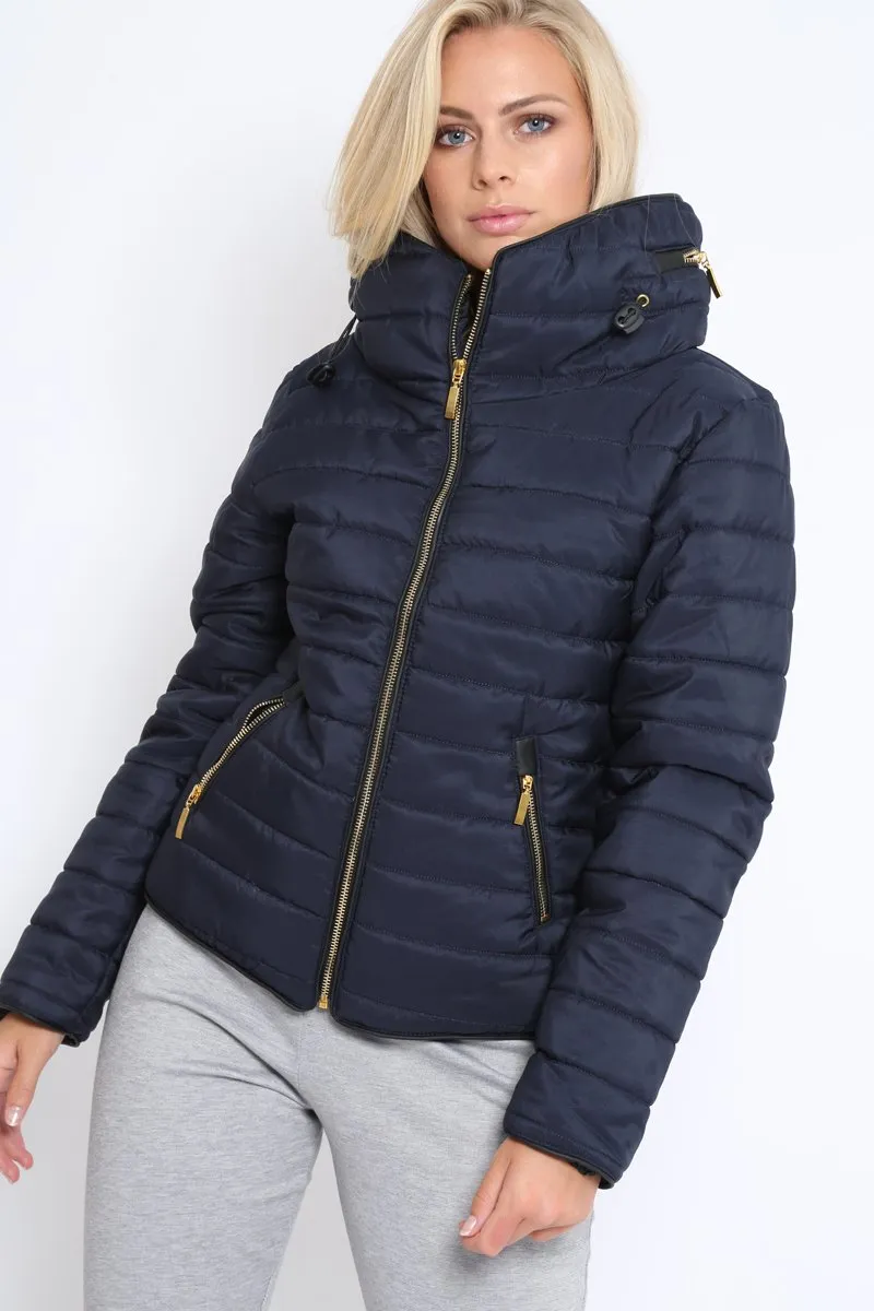 Navy Padded Coat - Zara