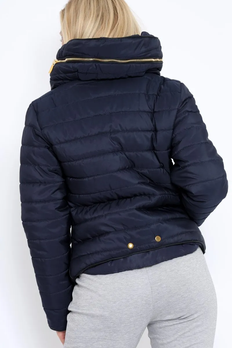 Navy Padded Coat - Zara