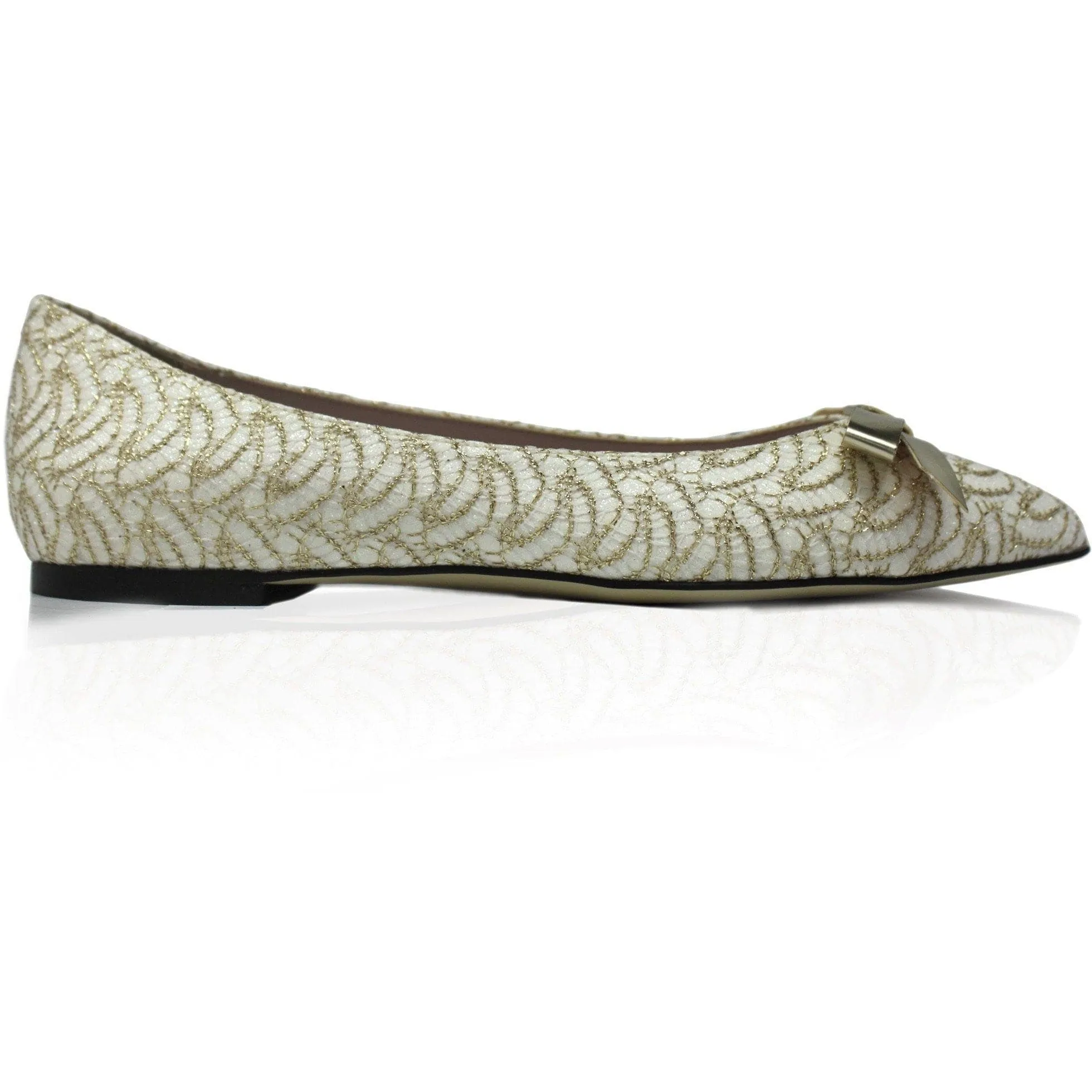 'Nina' Bow Ballet Flats (White Lace) by Zette Shoes