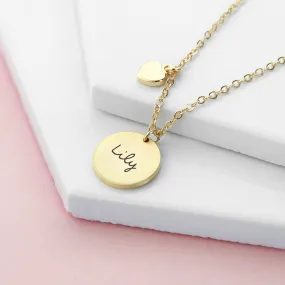 Personalised Summer Style Heart and Disc Necklace - Gold