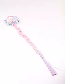 Pink & Purple Ombre Faux Hair Pearl Braided Hair Elastic