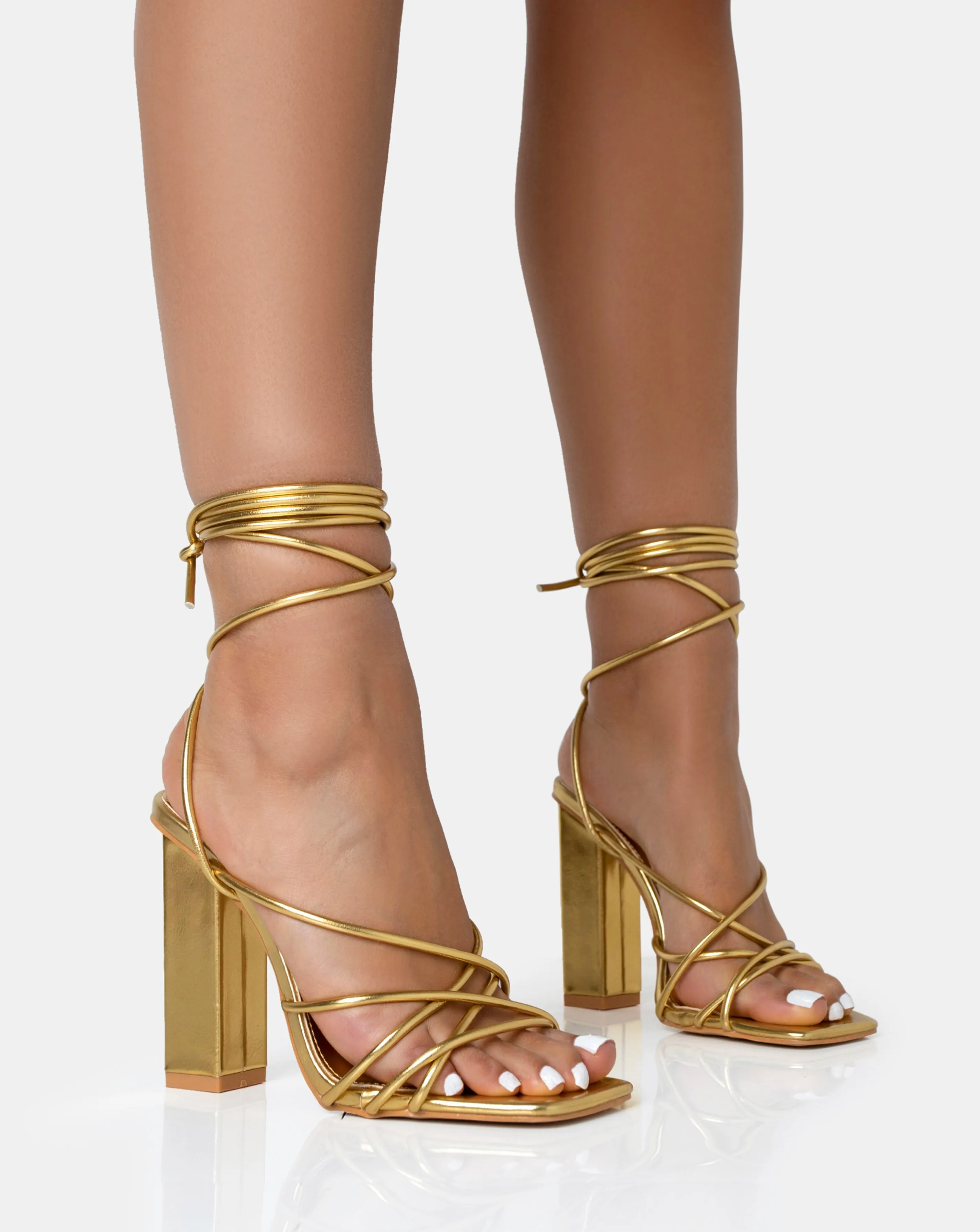 Public Desire Nyla Wide Fit Lace Up Block Heeled Sandals | Simply Be