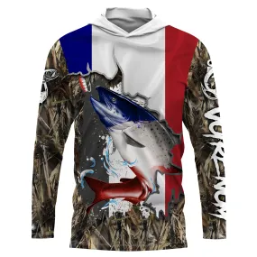 Pêche Du Saumon  La Cuillière, Cadeau Pour Pêcheur, Camouflage, Drapeau France, Personnaliser - VEPESA003