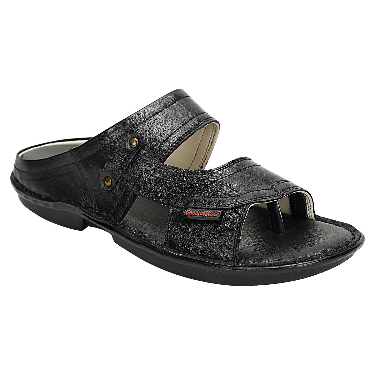 SeeandWear  Men Leather Black Sandal