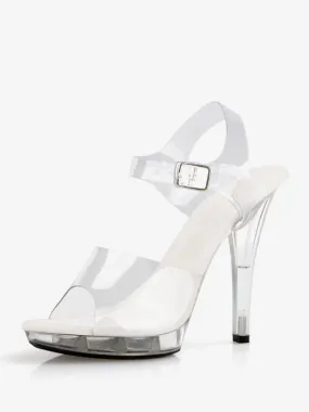 Sexy Sandals For Woman Transparent PVC Upper Peep Toe 0.8 Buckle 5.1 Sexy Shoes