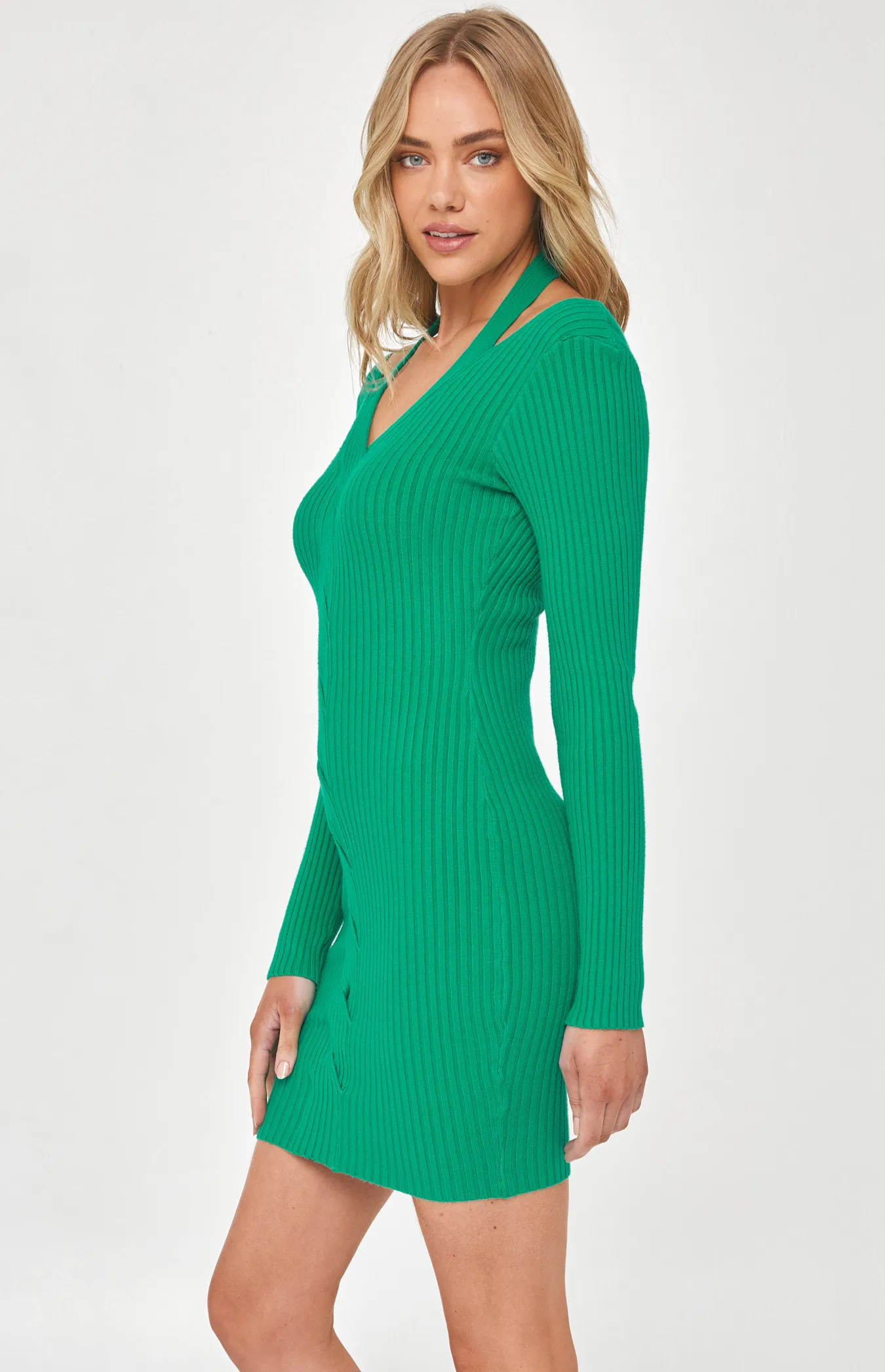 Shoulder Cut Out Knit Dress with Front Plait Detail (WKN388) 