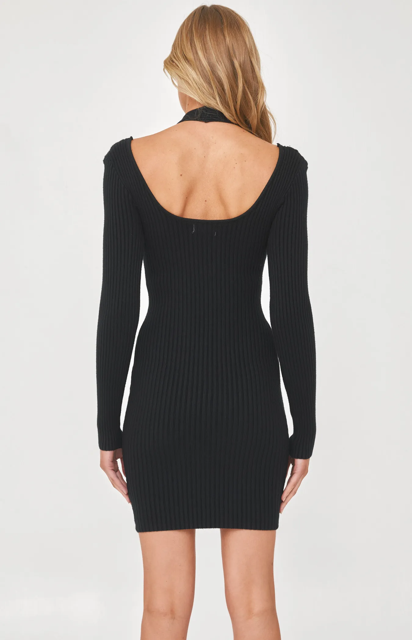 Shoulder Cut Out Knit Dress with Front Plait Detail (WKN388) 