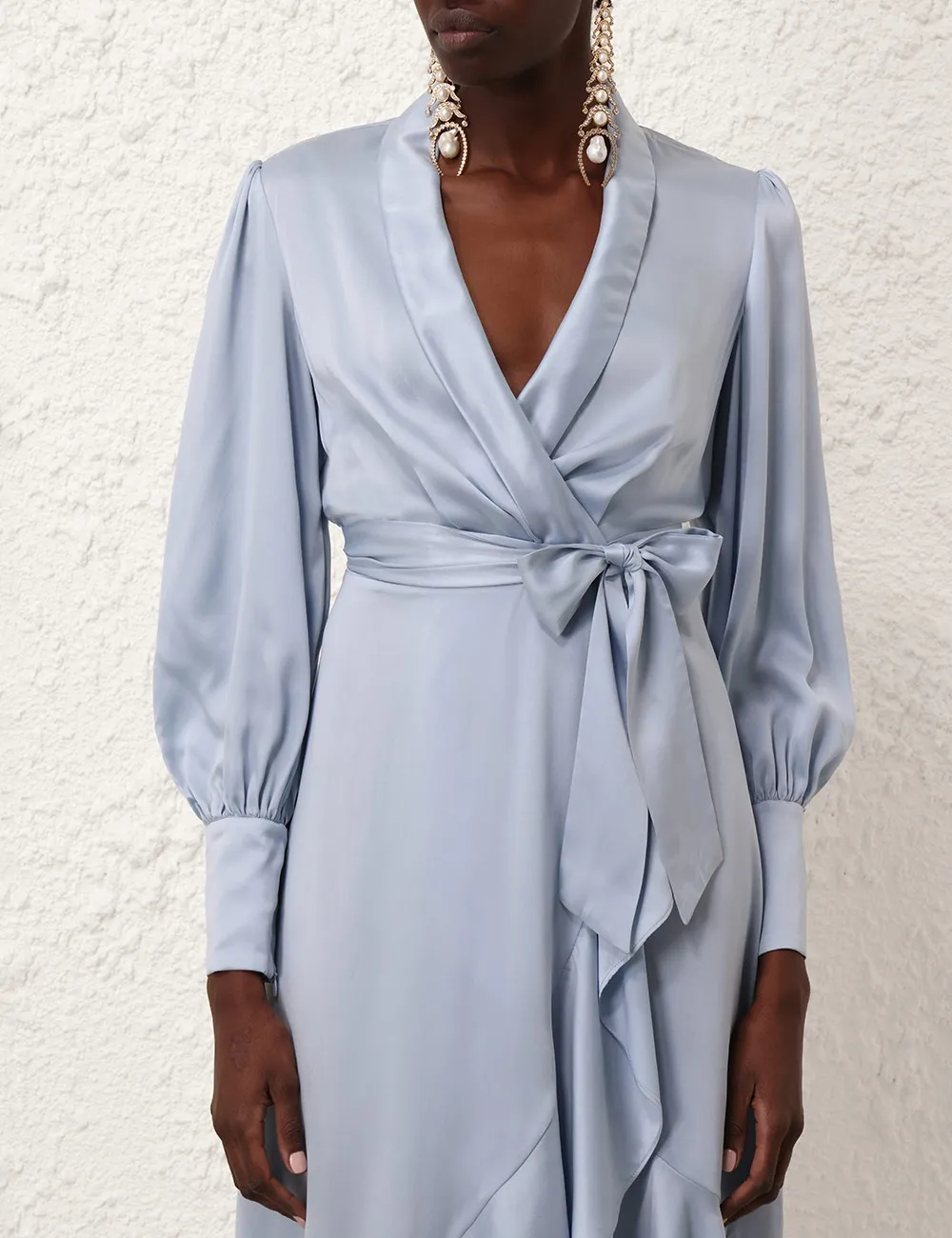 Silk Wrap Midi Dress