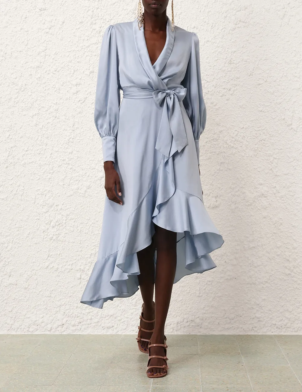 Silk Wrap Midi Dress