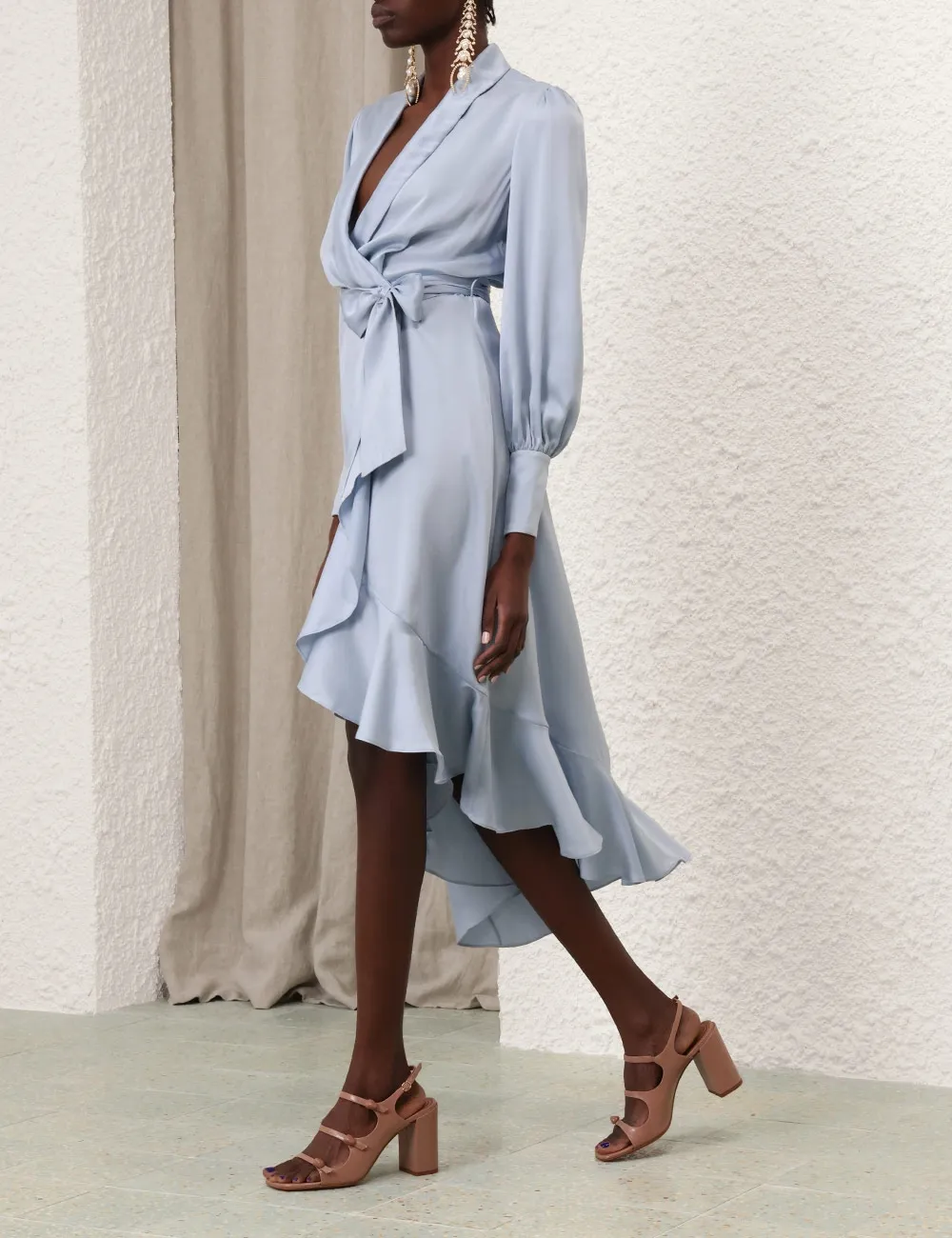 Silk Wrap Midi Dress