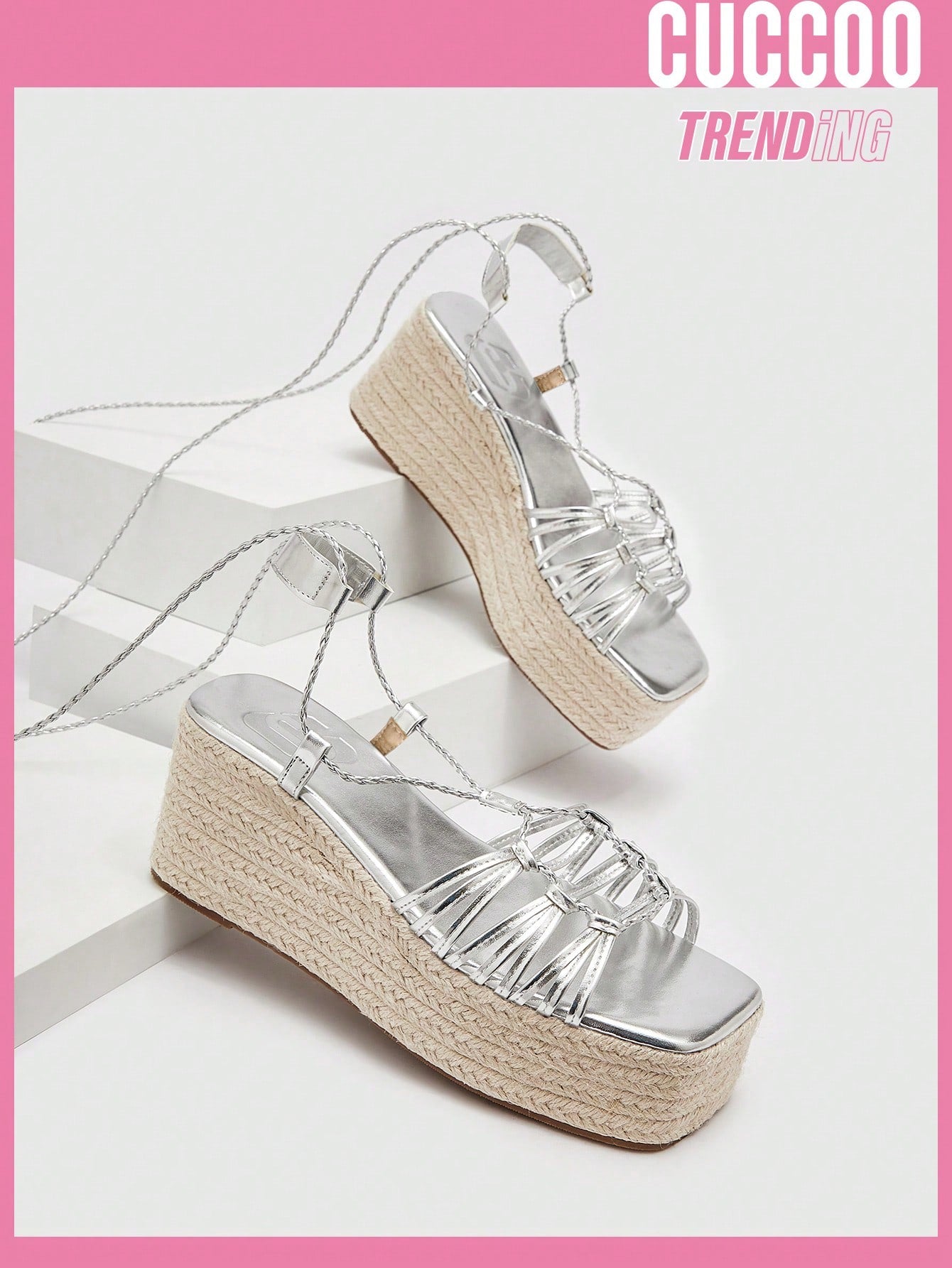 Silver Beach Wedge Heel Fashion Sandals