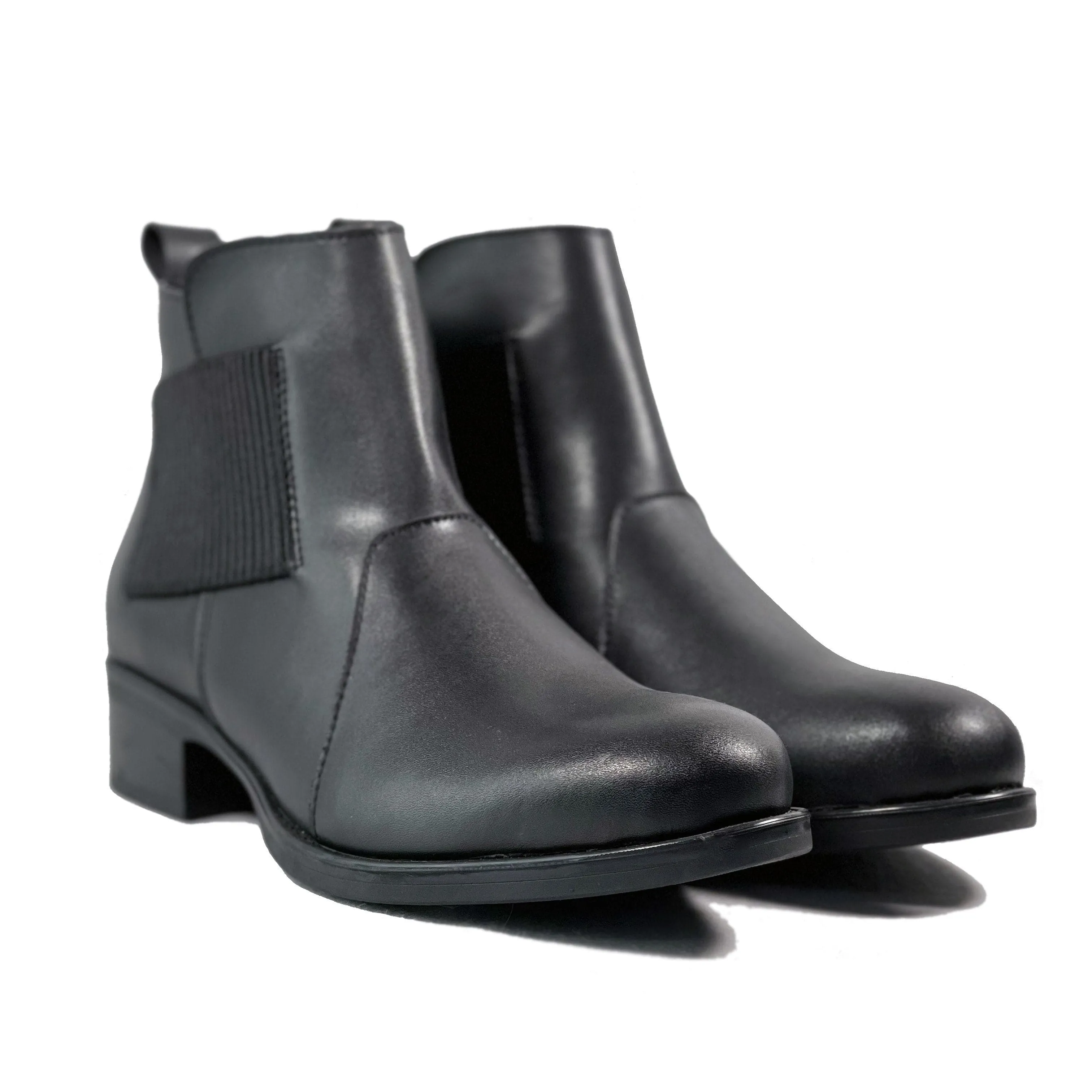 'Sophie' vegan-leather Chelsea bootie by Zette Shoes - black