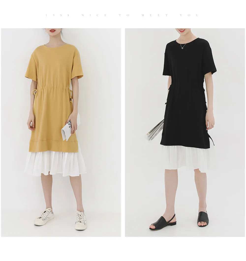 spring and summer new Korean version of the Japanese small fresh fake two-piece dress