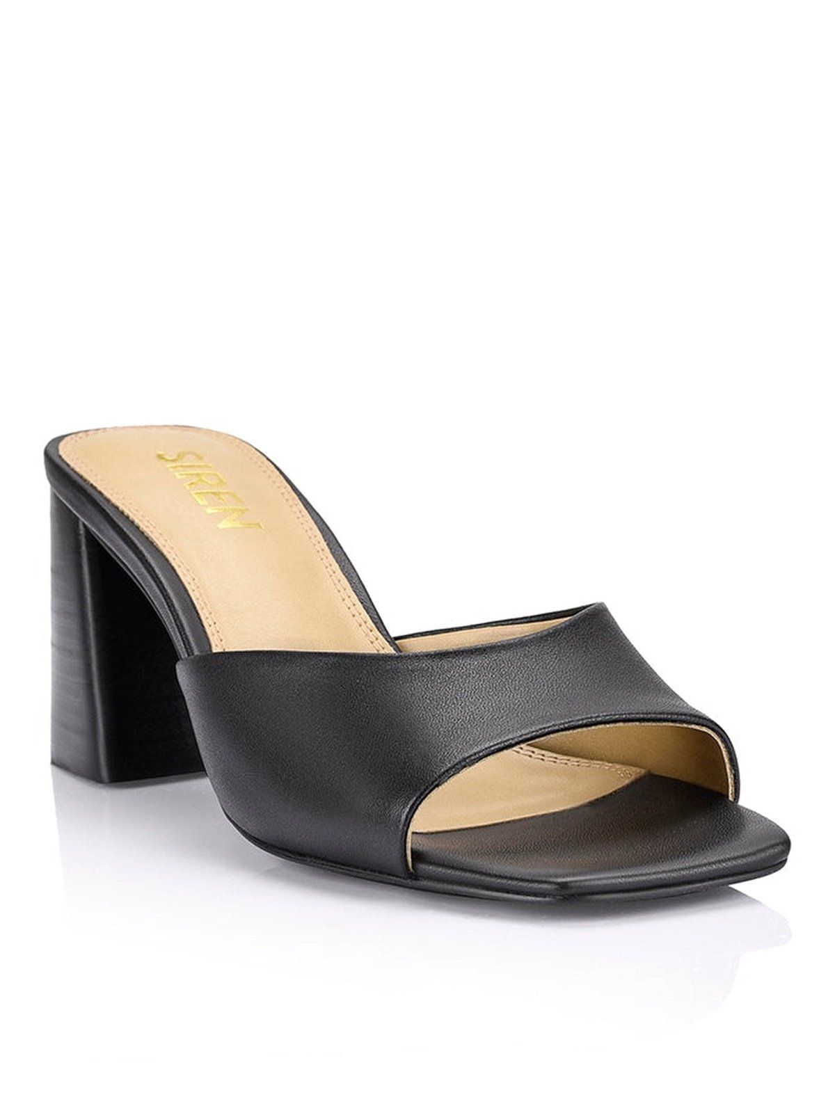 Stop Heeled Mules - Black Leather