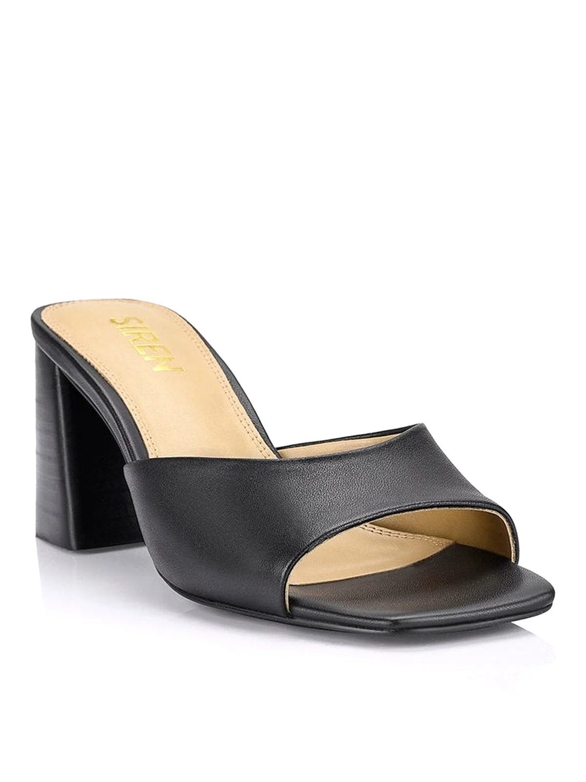 Stop Heeled Mules - Black Leather