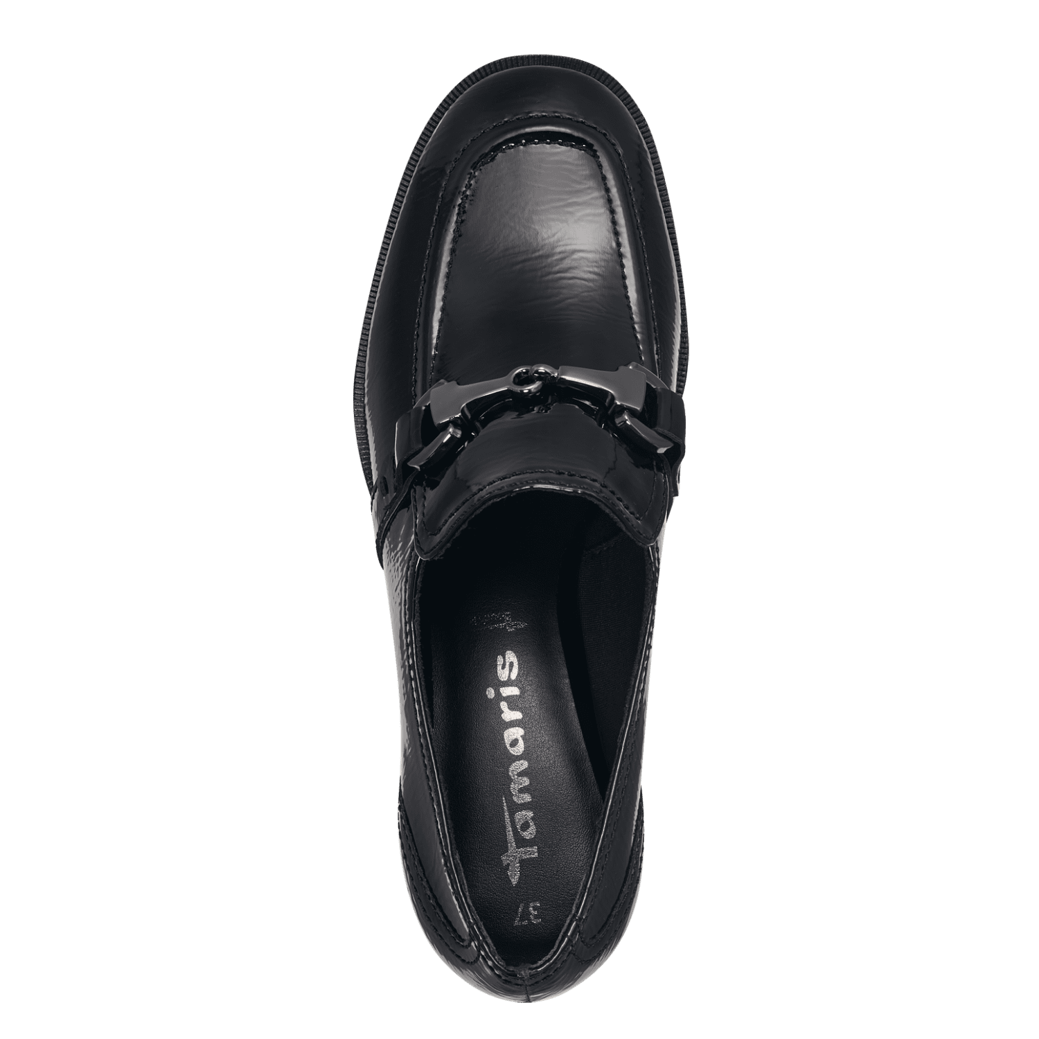 Tamaris Black Patent Heeled Loafers