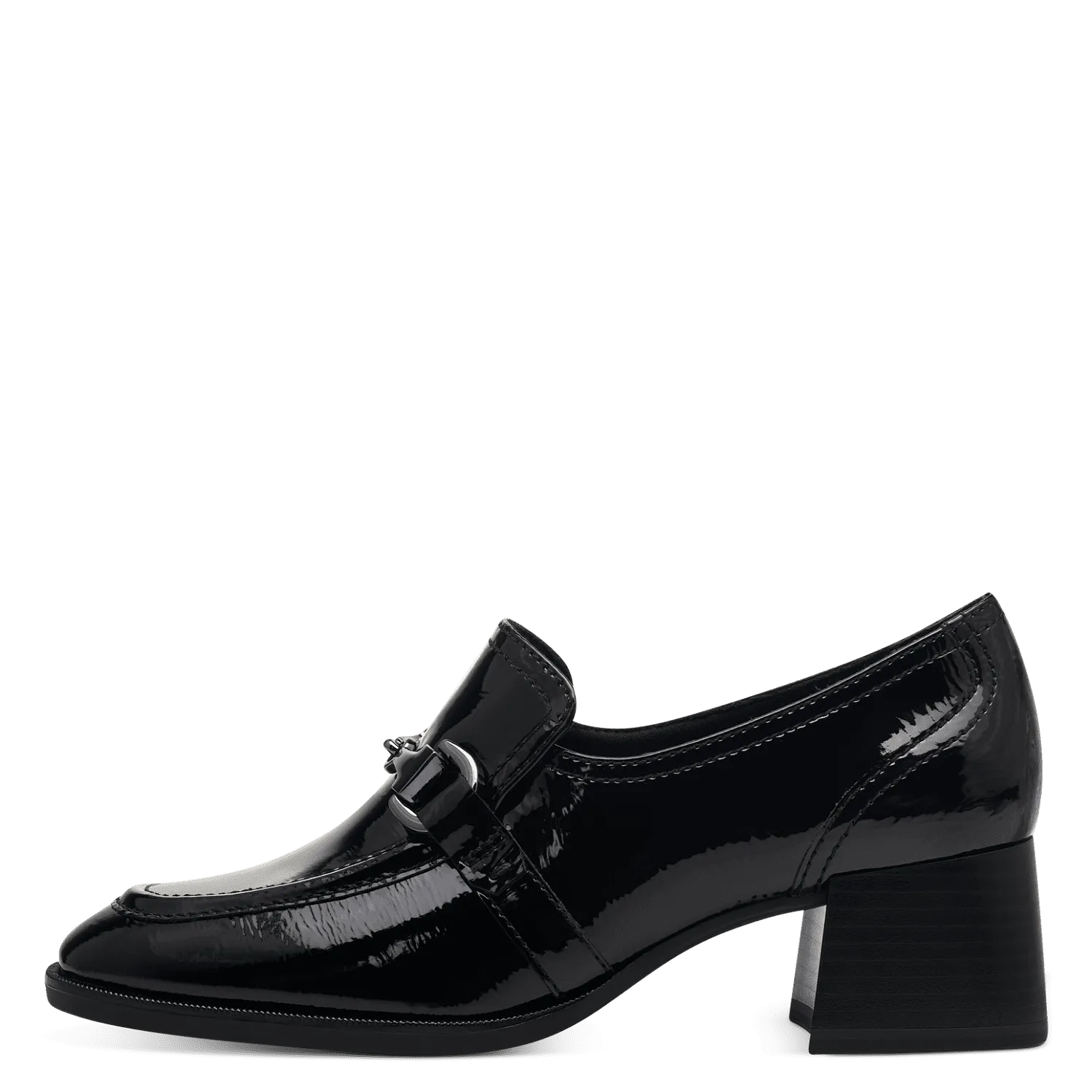 Tamaris Black Patent Heeled Loafers