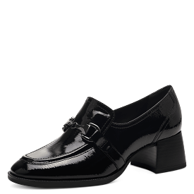 Tamaris Black Patent Heeled Loafers