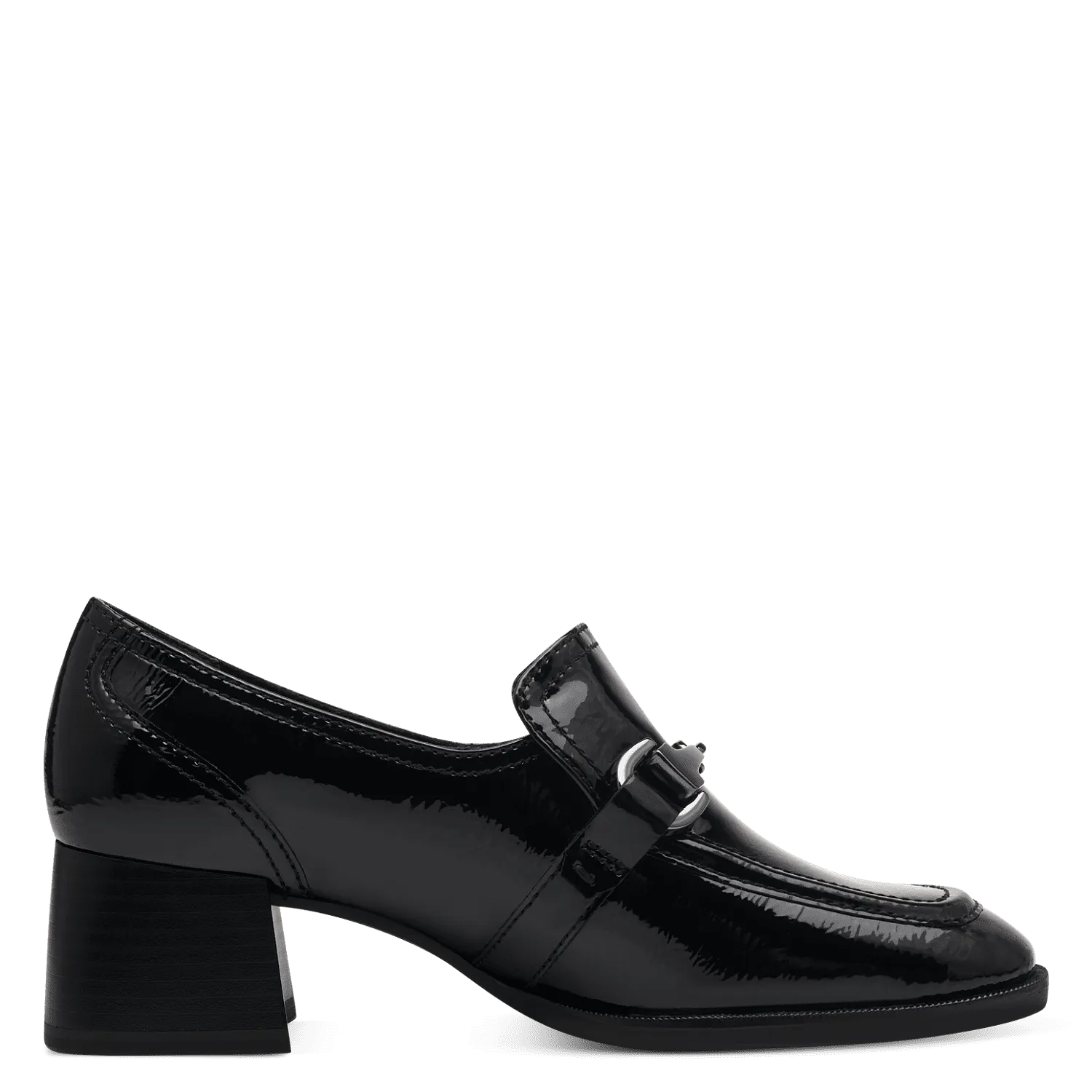 Tamaris Black Patent Heeled Loafers