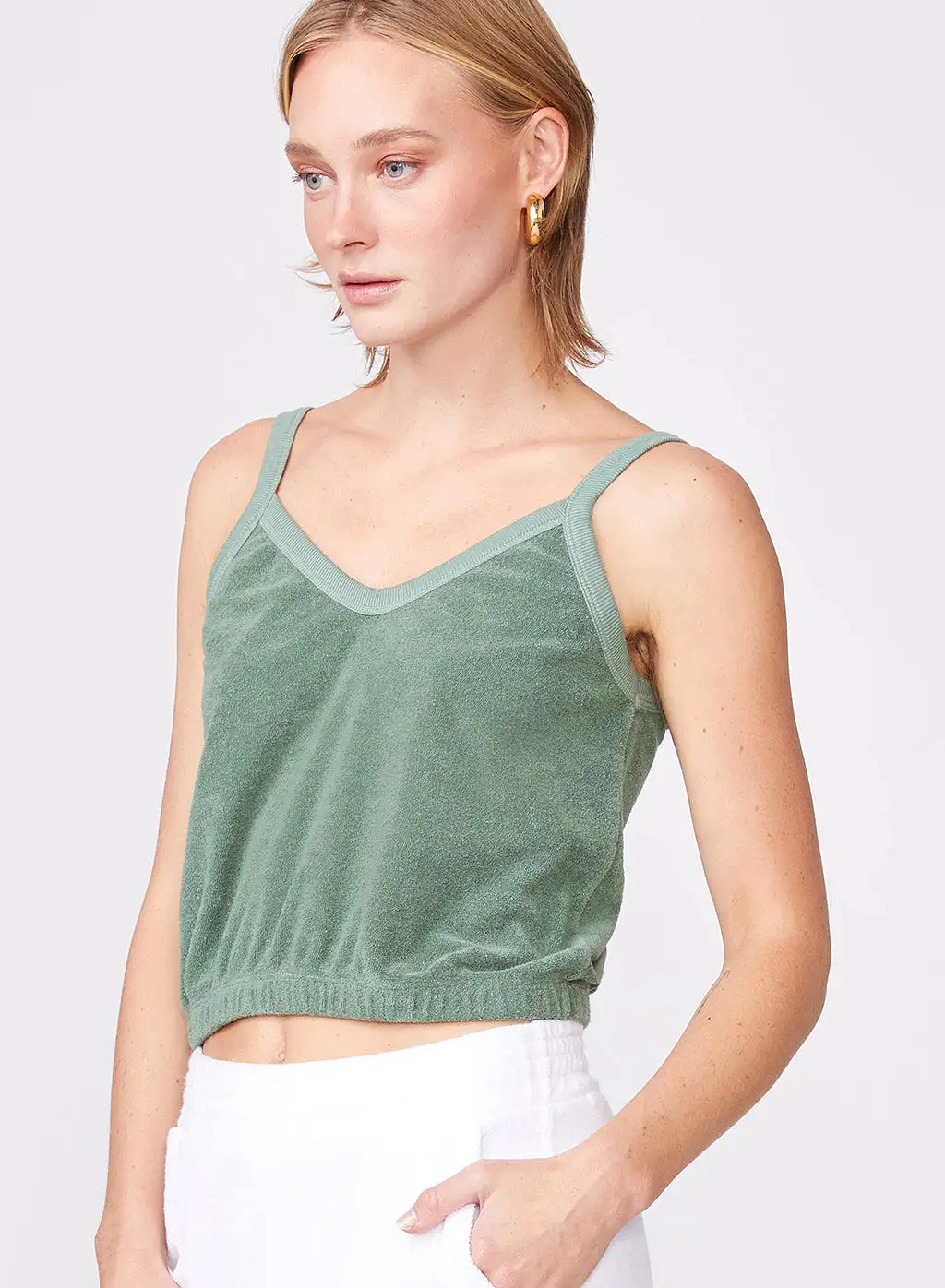 Towel Terry Elastic Waist Cami in Vine