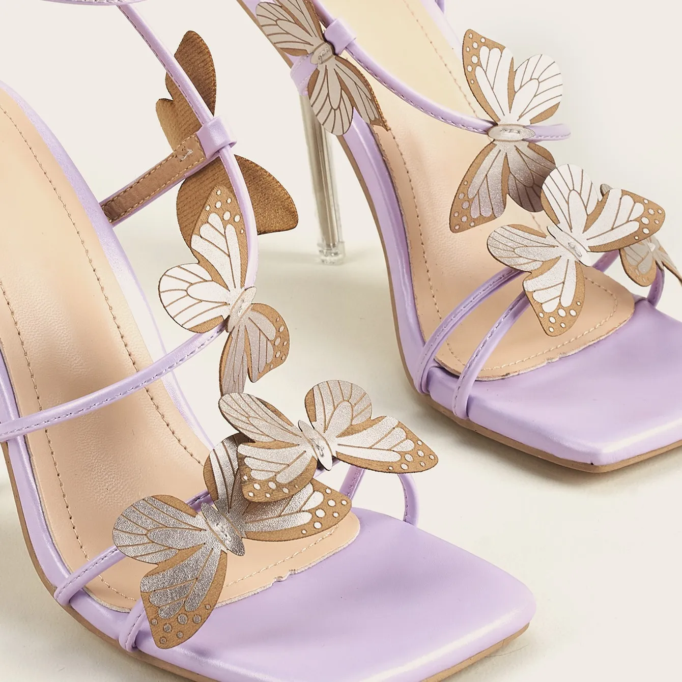 Women Butterfly Crystal High Heel Sandals 