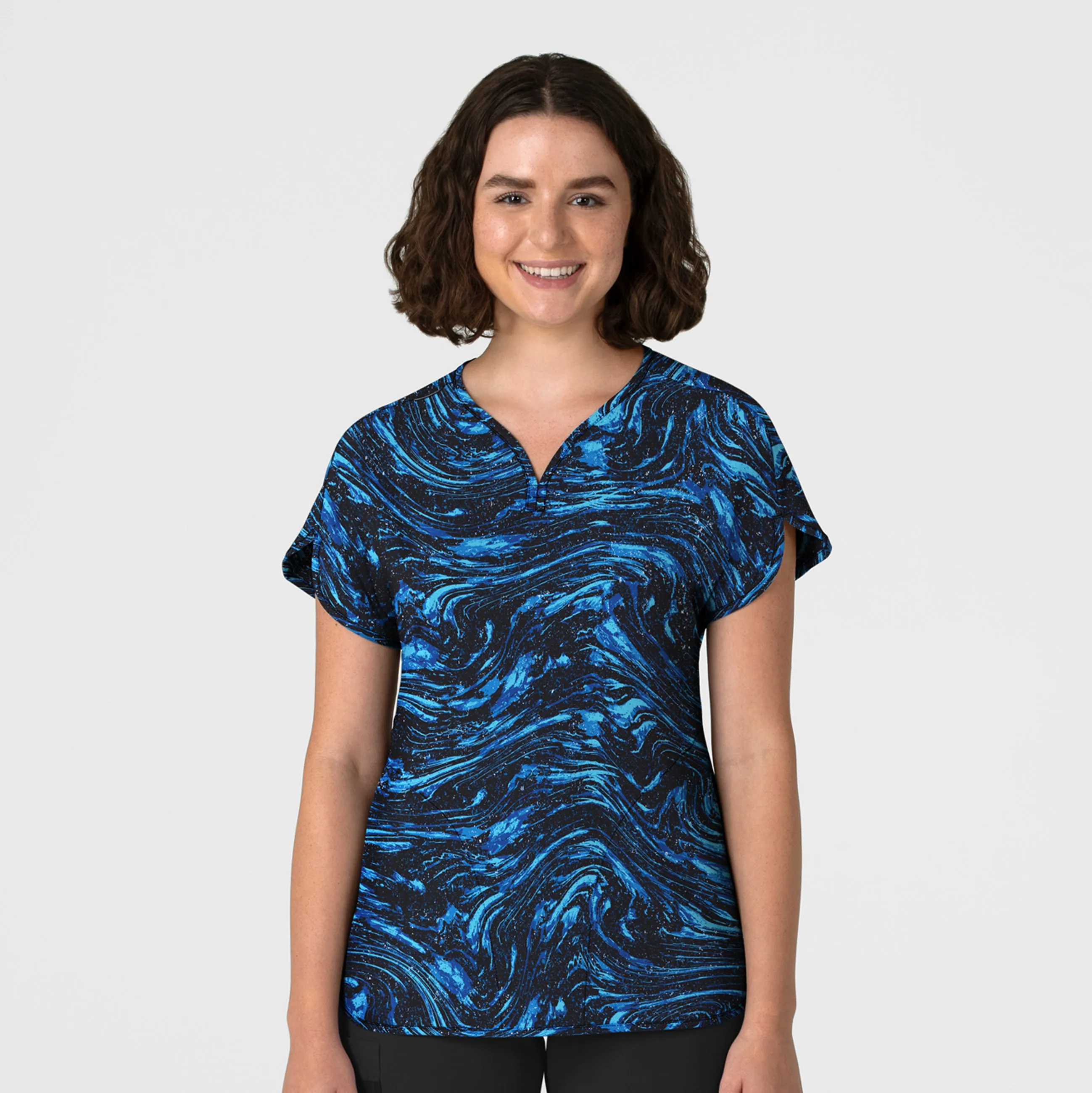 Women's Dolman Print Scrub Top - Starry Sparkle