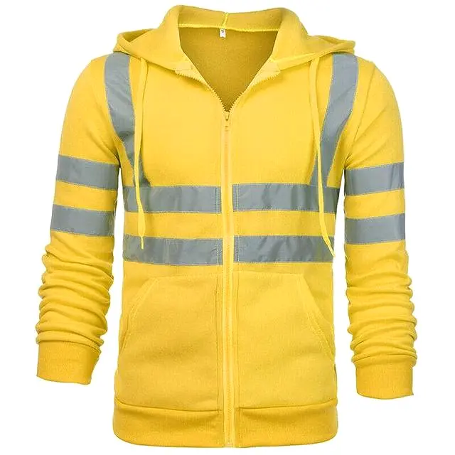 YSK HOODIE1: Men's Safety Reflective Zipper Sweatshirt