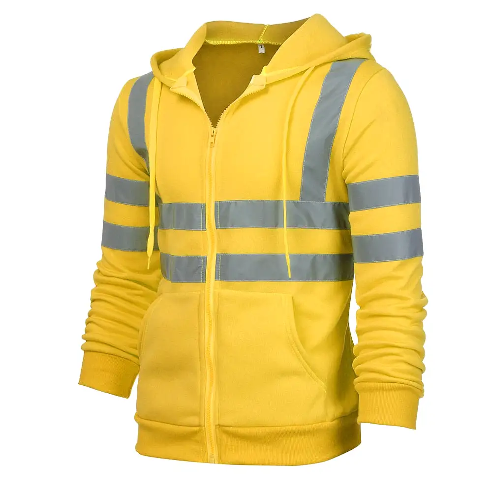 YSK HOODIE1: Men's Safety Reflective Zipper Sweatshirt