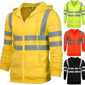 YSK HOODIE1: Men's Safety Reflective Zipper Sweatshirt