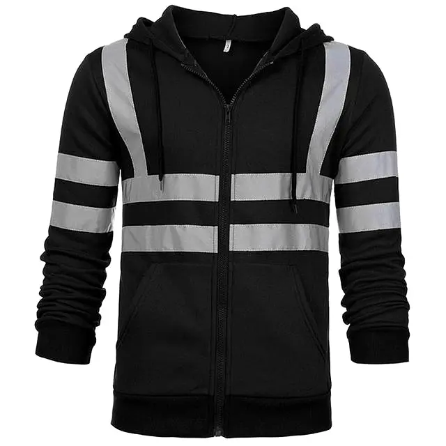 YSK HOODIE1: Men's Safety Reflective Zipper Sweatshirt