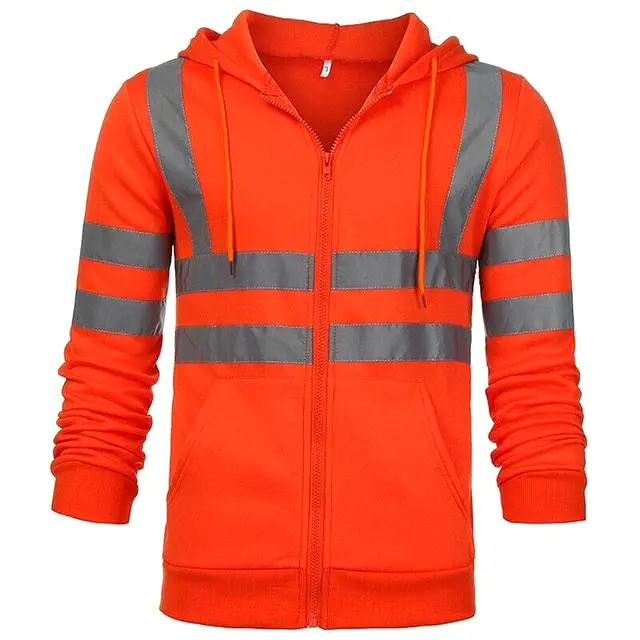 YSK HOODIE1: Men's Safety Reflective Zipper Sweatshirt